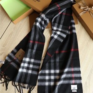 Burberry Classic Black and Red Plaid Scarf